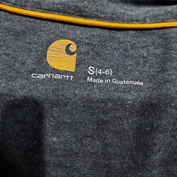 Carhartt Shirt Womens Small Long Sleeve Work 1/4 Zip Gray Fitted Thumb Holds - Picture 8 of 12